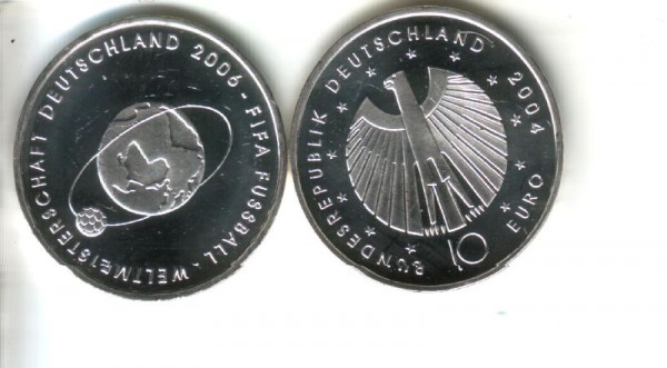 (afbeelding voor) 10 Euro DUITSLAND 2004 Voetbal Fifa J UNC